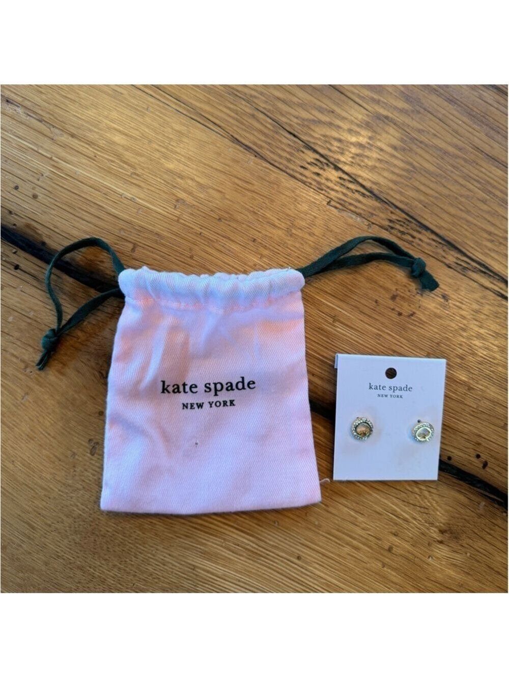 Kate Spade New York Clear And Gold Studded Sparkly Earrings NWT - Picture 2 of 5